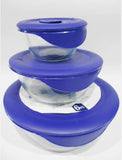 6-pc PYREX PRO 3-Qt, 5-Cup, 1.67-Cup Storage Bowls & Vent Covers BRIGHT BLUE