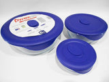 6-pc PYREX PRO 3-Qt, 5-Cup, 1.67-Cup Storage Bowls & Vent Covers BRIGHT BLUE