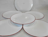 ❤️ 6 Corelle RED RIM DINNER PLATES 10.25" Christmas Holiday Deep Radiant Cherry