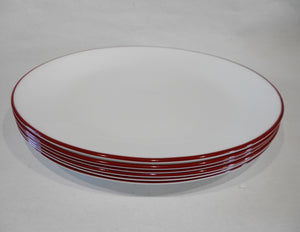 ❤️ 6 Corelle RED RIM DINNER PLATES 10.25" Christmas Holiday Deep Radiant Cherry