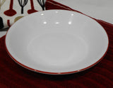 ❤️ 6 Corelle RED RIM 20-oz PASTA BOWLS 8.5" Shallow Coupe Soup Salad Meal Entree