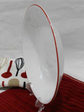 ❤️ 4 Corelle RED RIM 20-oz PASTA BOWLS 8.5" Shallow Coupe Soup Salad Meal Entree