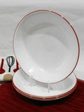 ❤️ 4 Corelle RED RIM 20-oz PASTA BOWLS 8.5" Shallow Coupe Soup Salad Meal Entree