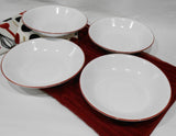 ❤️ 4 Corelle RED RIM 20-oz PASTA BOWLS 8.5" Shallow Coupe Soup Salad Meal Entree