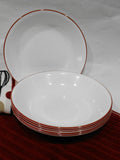 ❤️ 6 Corelle RED RIM 20-oz PASTA BOWLS 8.5" Shallow Coupe Soup Salad Meal Entree