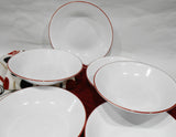 ❤️ 6 Corelle RED RIM 20-oz PASTA BOWLS 8.5" Shallow Coupe Soup Salad Meal Entree