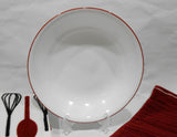 ❤️ 6 Corelle RED RIM 20-oz PASTA BOWLS 8.5" Shallow Coupe Soup Salad Meal Entree