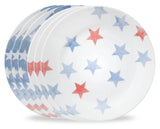 6 CORELLE Red White Blue 8.5" LUNCH PLATES Watercolor Fade Stars Stripes America
