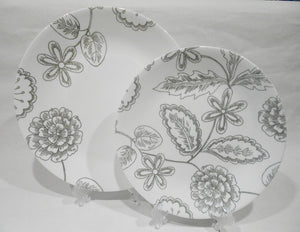❤️ CORELLE Vive REMINISCE Choose: 10.25 DINNER or 8.5 LUNCH PLATE Gray Floral Motifs