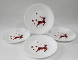 ❤️ 4 Corelle RUDOLPH 6.75"  BREAD PLATES Appetizer SANTA'S Holiday RED REINDEER