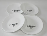 ❤️ 4 Corelle SENTIMENTS 6.75" Appetizer Plates BE THANKFUL GRATEFUL KIND BLESSED