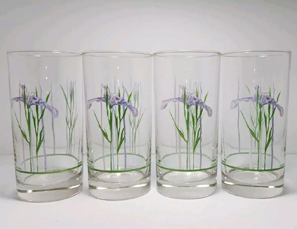 4 Corelle SHADOW IRIS 16-oz GLASSES 6" Drink Tea Cooler Tumblers PU   Tarlton Place