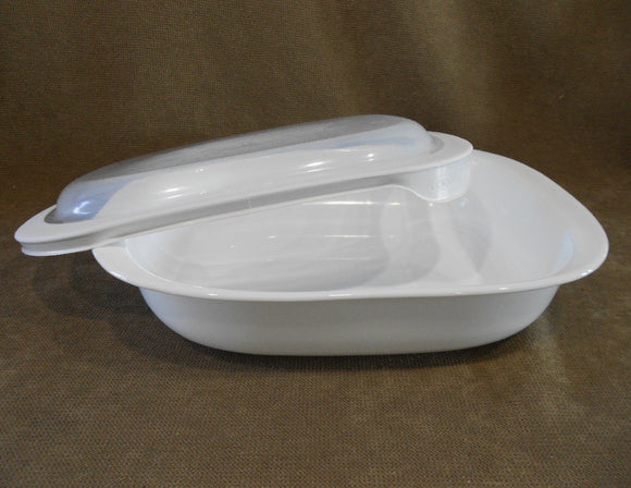 ❤️ Corningware SIMPLYLITE White 3-Qt OBLONG Casserole Bake Dish & Plastic Cover