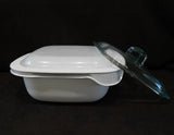 ❤️  3-pc CORELLE 1.5 Qt SQUARE Simplylite BAKE SERVE STORE White Casserole Dish w/ Covers