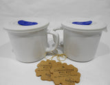 ❤️ 2 Speckled CORNINGWARE 20-oz Soup MEAL MUGS Stoneware w/Microwave Vent Lid