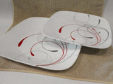 Corelle SPLENDOR Square DINNER or LUNCH PLATE *Red Gray Scoll ROMANTIC Revival