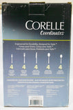 NEW 20-pc Corelle SPLENDOR Stainless Steel FLATWARE SET Energetic Red & Gray Scrolls