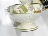 🌿NEW Corelle TEXTURED LEAVES 3-Qt COLANDER Porcelain /Stainless Steel Strainer