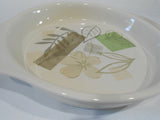 ❤️ HTF Corelle TEXTURED LEAVES PIE PLATE Sandstone Stoneware Handles Deep Dish