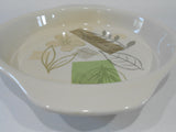 ❤️ HTF Corelle TEXTURED LEAVES PIE PLATE Sandstone Stoneware Handles Deep Dish