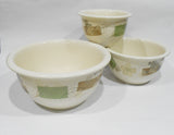 ❤️ 3-pc Corning Corelle TEXTURED LEAVES Stoneware MIXING & SERVING BOWL SET