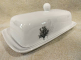 Corelle TIMBER SHADOWS Porcelain COVERED BUTTER DISH Silhouettes of Bare Trees