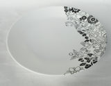 ❤️ NEW Corelle 10.25" UPTOWN GARDEN DINNER PLATE Black White Curling Blooms & Vines