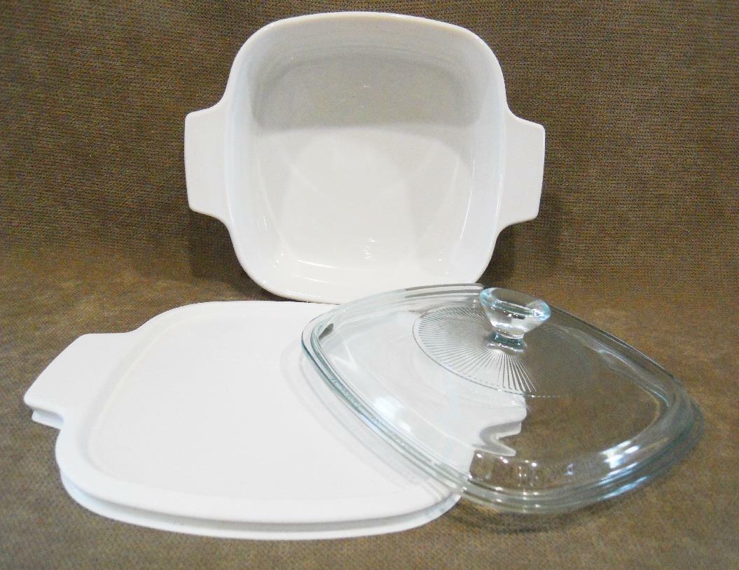 3 pc CORNINGWARE 1 Qt CASSEROLE COVERS A 1 B Pyroceram Winter Fro Tarlton Place