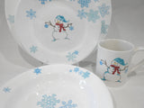 ❄️ 17-pc Corelle WINTER MAGIC Dinnerware Set *Christmas Holiday Snowman Blue Snowflakes
