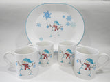 ❄️ 17-pc Corelle WINTER MAGIC Dinnerware Set *Christmas Holiday Snowman Blue Snowflakes