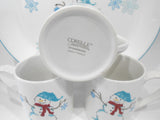 ❄️ 17-pc Corelle WINTER MAGIC Dinnerware Set *Christmas Holiday Snowman Blue Snowflakes