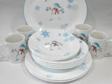 ❄️ 17-pc Corelle WINTER MAGIC Dinnerware Set *Christmas Holiday Snowman Blue Snowflakes