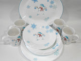 ❄️ 17-pc Corelle WINTER MAGIC Dinnerware Set *Christmas Holiday Snowman Blue Snowflakes