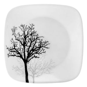 CORELLE Square TIMBER SHADOWS 6.5" BREAD DESSERT PLATE Black Leafless Branches