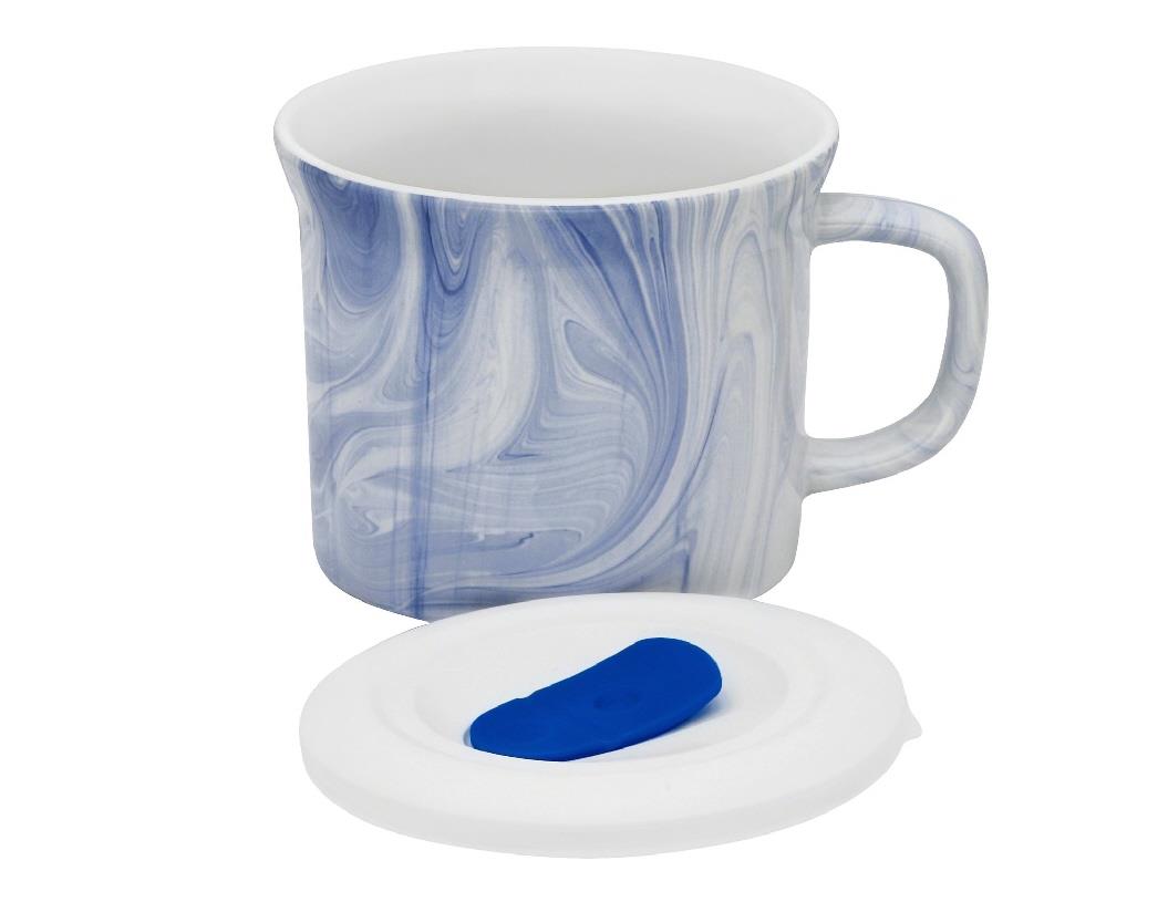 Corningware 1127566 20 oz Blue Marble Meal Mug with Lid