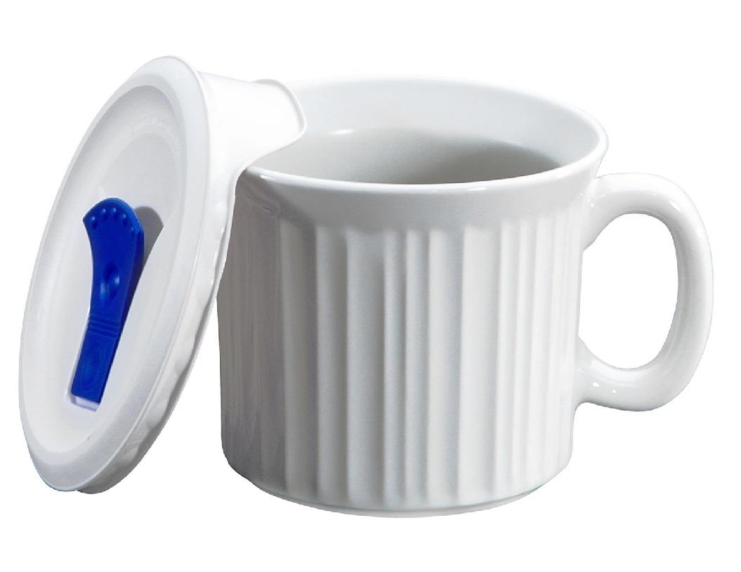 CORNINGWARE 20-oz Soup MEAL MUG w/VENT LID Stoneware Microwave WHIT   Tarlton Place
