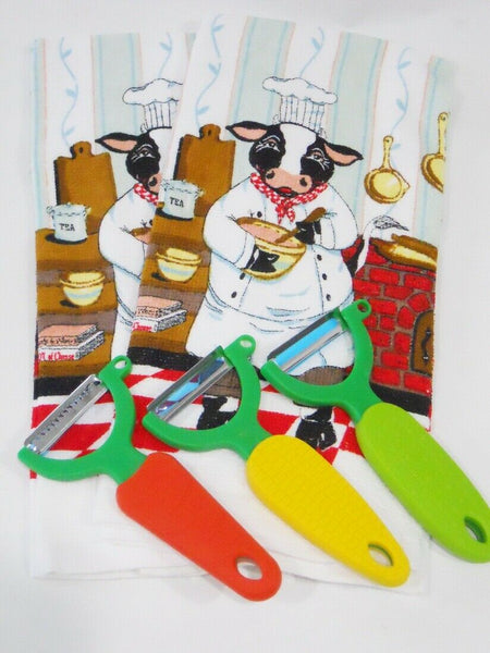 5-pc KITCHEN COW Cotton 24x15 DISH TOWELS & Serrated Vegetable PEELER –  Tarlton Place