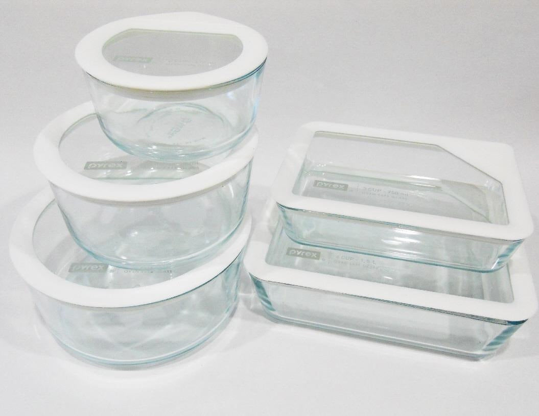 ️ 10-pc PYREX ULTIMATE Food Storage Container Set WHITE SILICONE & GL ...