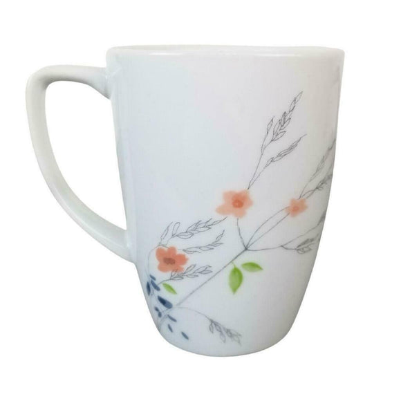❤️ Corelle ADLYN 12-oz PORCELAIN MUG Cup Watercolor Floral Coral Blue Blooms