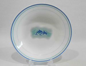 ❤️ EUC Corelle OCEAN DANCE 20-oz PASTA Stew BOWL Blue Green Sea Playful Dolphins