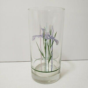 1 Corelle SHADOW IRIS 16-oz GLASS 6" Drink Tea Cooler Tumbler PURPLE Floral