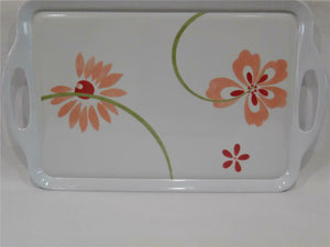Corelle PRETTY PINK Melamine RECTANGULAR TRAY Serving 19 x 11 Ink Washed Floral