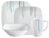 1 Corelle Square RAIN DROPS 22-oz Soup Cereal BOWL Turquoise Blue Aqua Rim