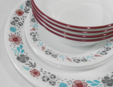 ❤️ 16-pc Corelle NORDIC BLOOM Dinnerware Set *Scandinavia Wildflowers Rasberry Teal Gray