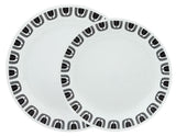 2 Corelle BLACK NIGHT 6 3/4" BREAD PLATES Retro GEOMETRIC Shape BANDS LINES DOTS