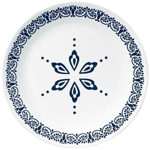 Corelle FLORENTIA Choose: DINNER or LUNCH PLATE Navy Blue Snowflake Italy Tile