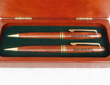 Browning PEN & PENCIL SET Rosewood Case w/Signature BUCKMARK Logo *Smooth Write*