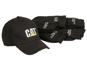 CATERPILLAR Black Yellow CAT HAT & SOCK COMBO SET *6 Pairs + Cotton Canvas CAP