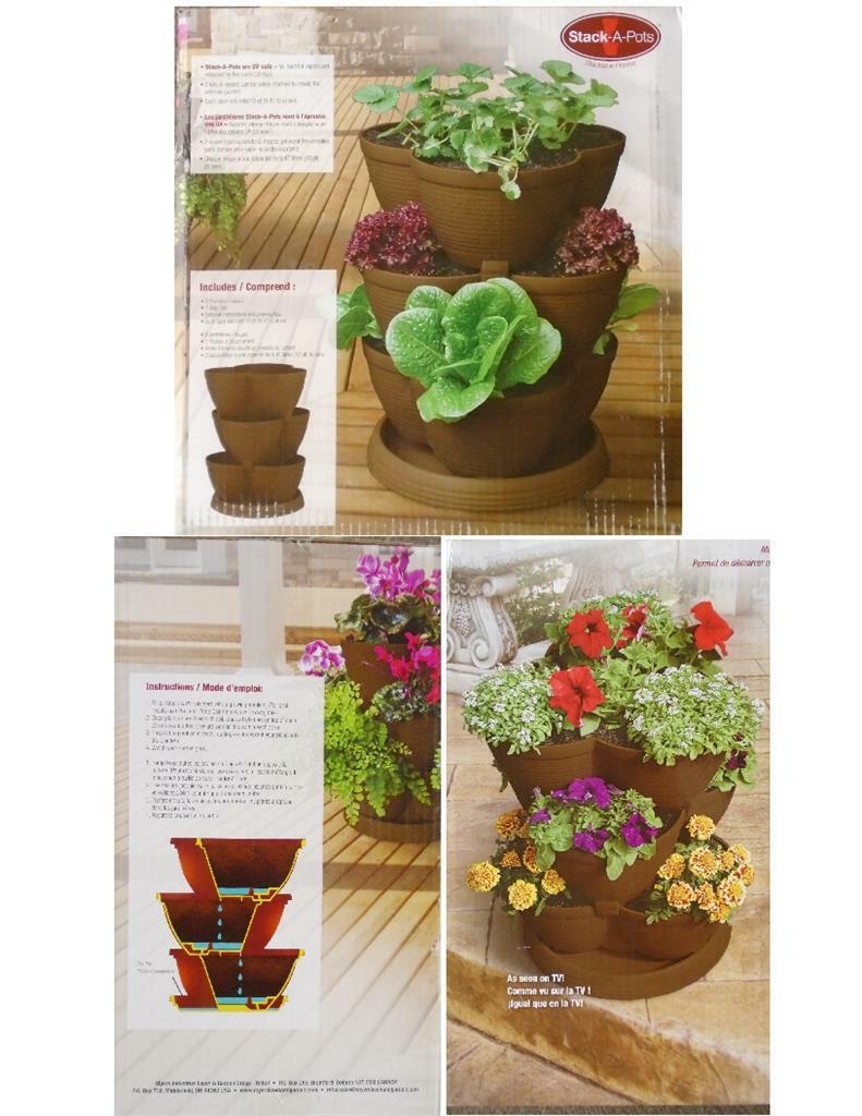 multi pot planter Akro-Mils Stack-A-Pot, Brown