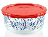 ❤️ New PYREX 4 Cup RED BLUE American Patriotic Storage Bowl STAR SWIRLS